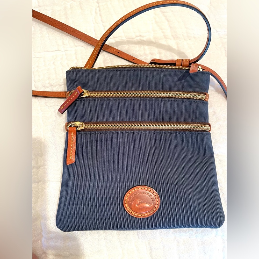 Dooney and Burke Navy and leather shoulder bag